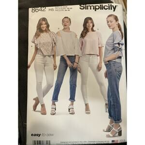 8642 Simplicity Pattern Blouse Tops Shirts Easy Sew NEW UNCUT 6 8 10 12 14